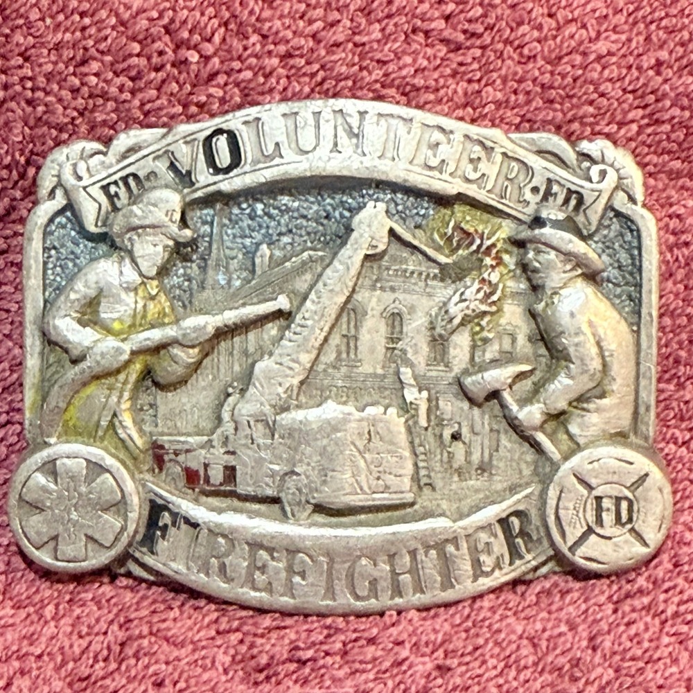Volunteer Firefighter 1986 Great American Buckle Co Belt Buckle Vintage 1805‎